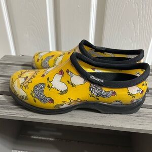 Sloggers Women’s Waterproof Garden Shoes In Chicken Yellow Print Size 9 EUC
